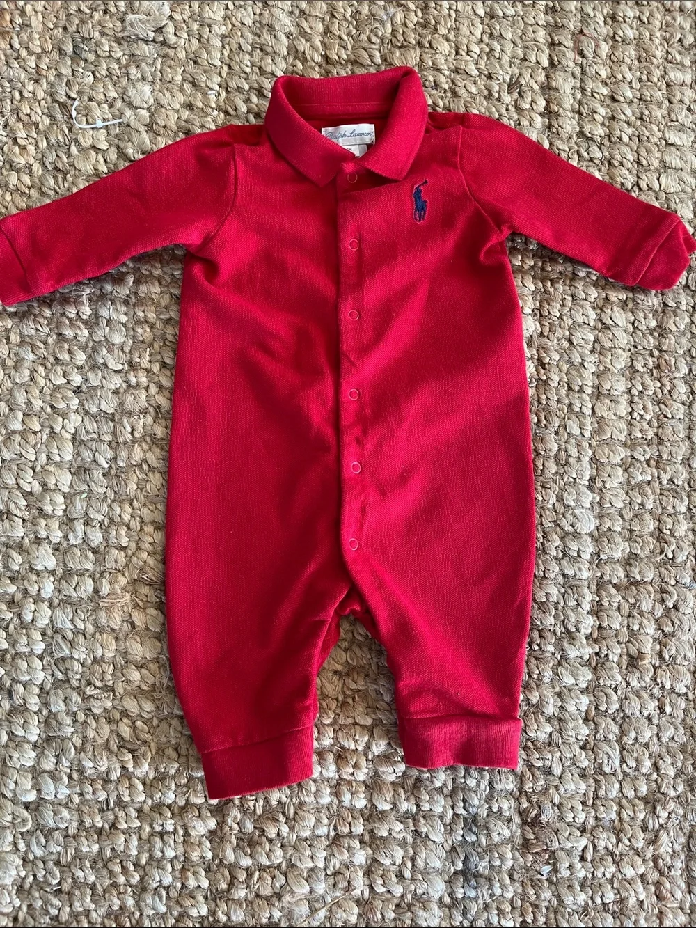 Ralph Lauren Red Polo Collar  Baby Onezie Bodysuit 100% Cotton 3 months